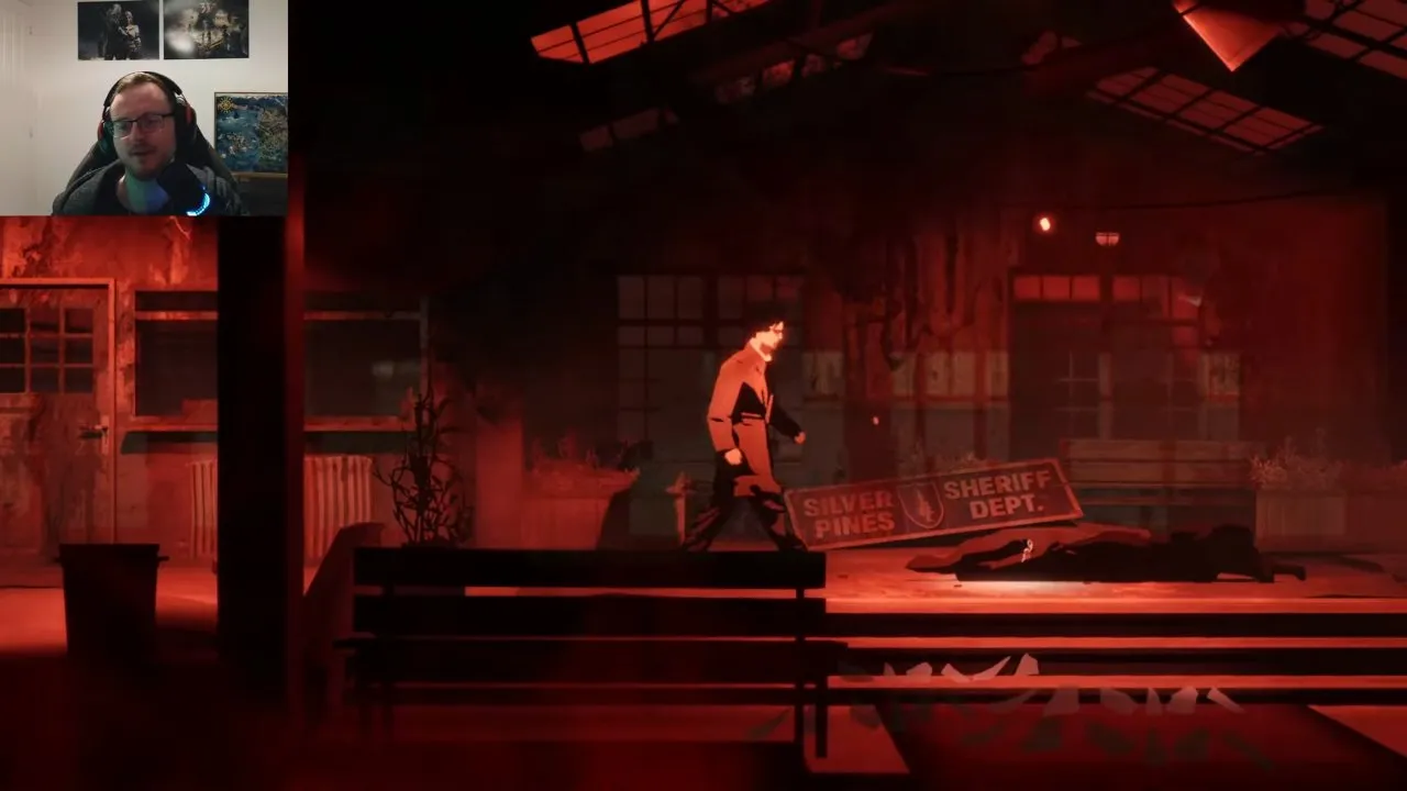 Red Walker beside the defeated Deputy Roberts in the Riverside police station