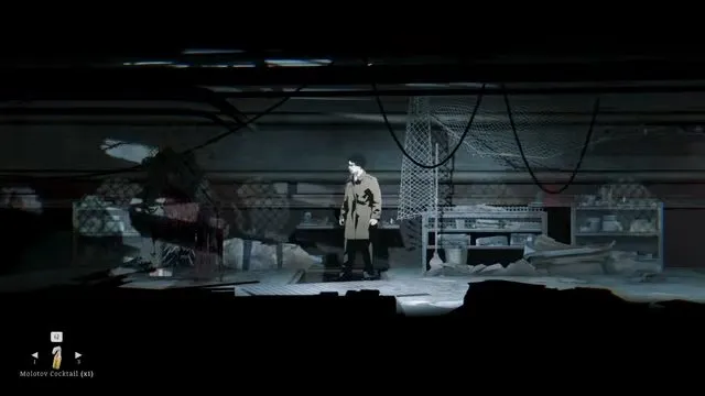 Red facing the large creature inside the ship combat room