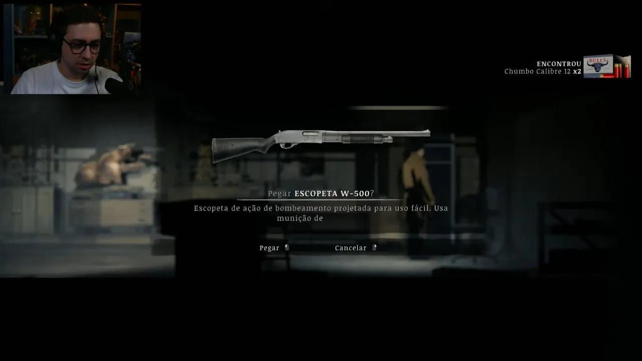 W-500 Shotgun pickup prompt after opening the Crimson Bear Motel gun cabinet