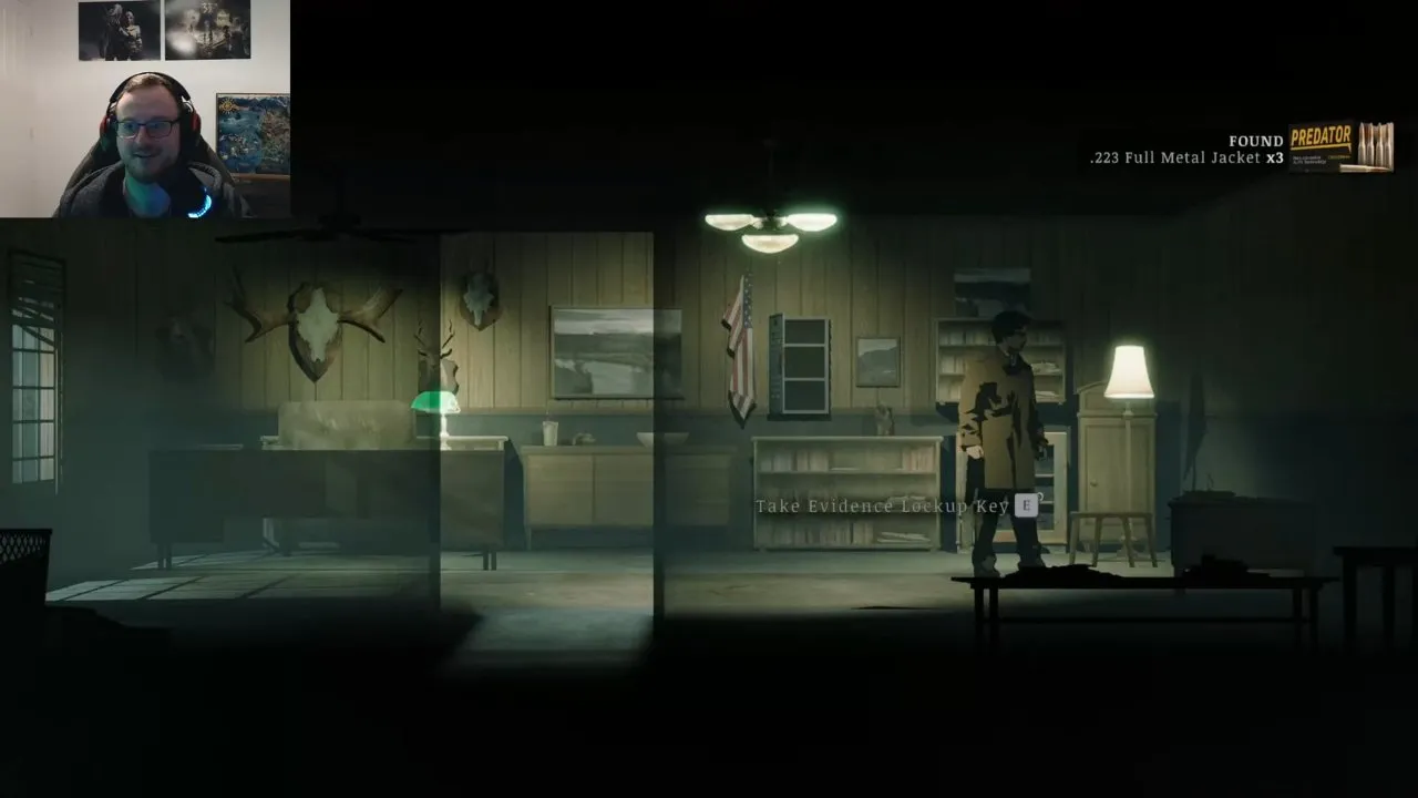 Evidence Lockup Key interaction prompt beside the opened sheriff office safe